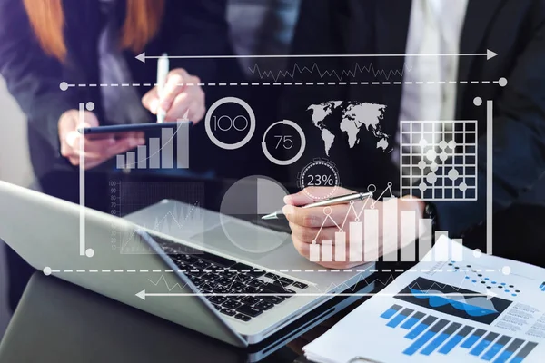 Intelligence Business Analytics Key Performance Indicators Dashboard Concept Two Business — Stock Photo, Image