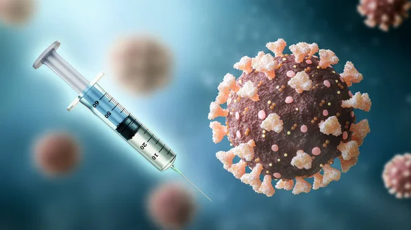 Vacuna Coronavirus Células Virus Sars Cov Covid Ilustración Representación Medicina — Foto de Stock