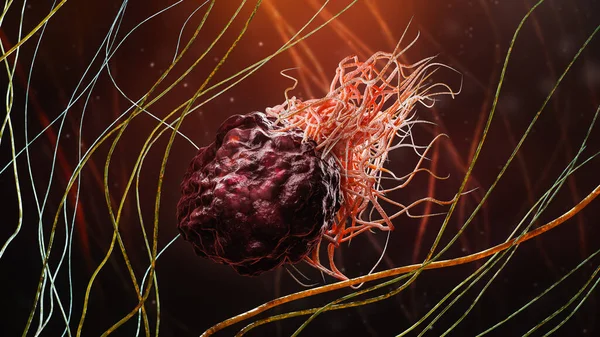 Cancer Tumor Cell Fibrous Tissue Close Rendering Illustration Carcinoma Lymphoma — Stock Photo, Image