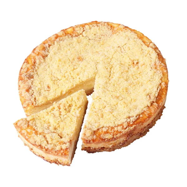 Cortar um bolo de queijo — Fotografia de Stock