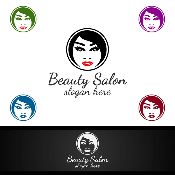 Salon Fashion Logo Für Friseurin Kosmetikerin Oder Boutique Design — Stockvektor