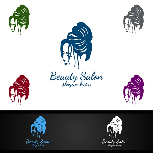 Salon Fashion Logo Beauty Hairstylist Cosmetics Boutique Design — Stock Vector