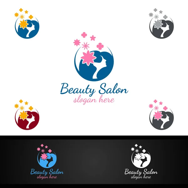 Logo Salon Fashion Dla Fryzjera Piękna Kosmetyki Lub Boutique Design — Wektor stockowy