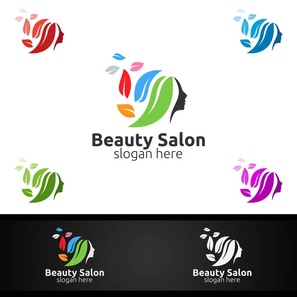 Logo Natural Salon Fashion Dla Fryzjera Piękna Kosmetyki Lub Boutique — Wektor stockowy