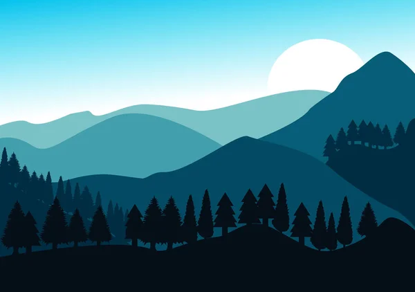 실루엣과 Vector Nature Horizontal Background Design — 스톡 벡터