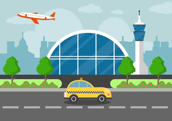 Port Lotniczy Terminal Budynku Infografiki Statku Powietrznego Startu Różne Rodzaje — Wektor stockowy