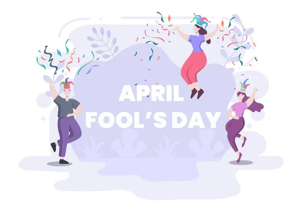 Feest Happy April Fools Day Met Een Jester Hat Achtergrond — Stockvector