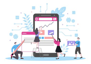 Web Geliştirme Düz Resimleri Web Siteleri, Programlama, Pazarlama Malzemeleri, İş Sunumları, Çevrimiçi Reklamcılık ve Mobil Uygulamalar