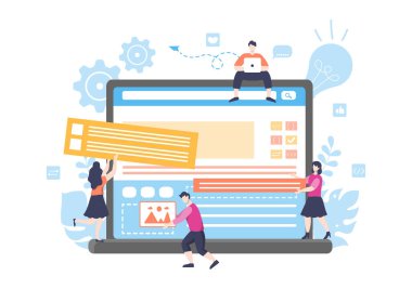 Web Geliştirme Düz Resimleri Web Siteleri, Programlama, Mobil Uygulamalar, Pazarlama Malzemeleri, İş Sunumları ve Çevrimiçi Reklamcılık