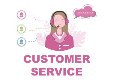 Kişisel Hizmetler Müşteri Hizmetleri, Danışman ve Sosyal Medya Ağı ile iletişime geçin. Vektör İllüstrasyonu