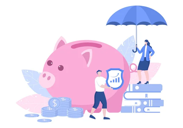 Інвестиційне Страхування Ілюстрація Бізнесу Захистом Грошей Заощадженнями Щитом Або Дизайном — стоковий вектор