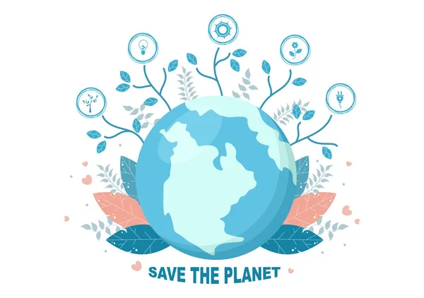 지구를 보호하라 Our Planet Earth Illustration Green Environment Eco Friendly — 스톡 벡터