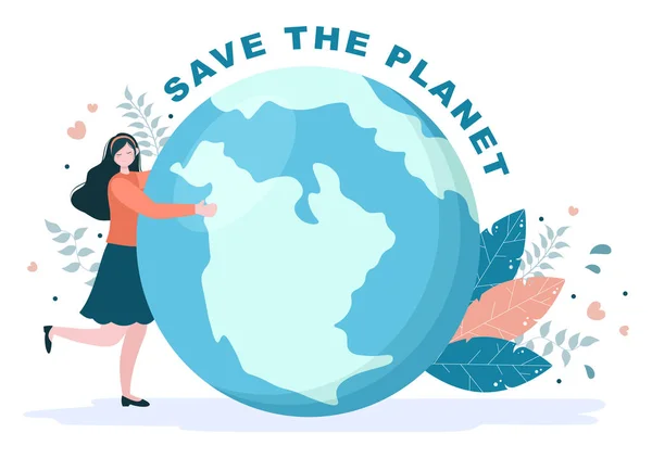 지구를 보호하라 Our Planet Earth Illustration Green Environment Eco Friendly — 스톡 벡터