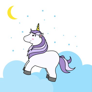 Bulut ve Gökkuşağı Üzerine Tatlı Çizgi Roman Yazdırma Tişörtü ya da Çıkartma, Duvar Kağıdı Arkaplanı ve Çocuklar için El Çizimi Çizimi