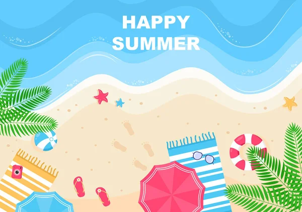 海滩海滨矢量图解 壁纸或横幅 暑期乐 — 图库矢量图片