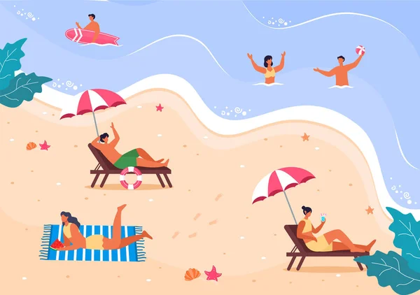 Feliz Hora Verano Playa Vector Ilustración Para Fondo Fondo Pantalla — Archivo Imágenes Vectoriales