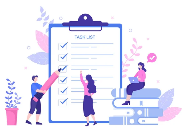 Seznam Úkolů Flat Vector Illustration List Time Management Work Planning — Stockový vektor