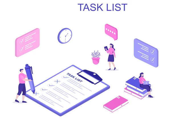 Task List Flat Vector Illustration List Time Management Work Planning — Stock Vector
