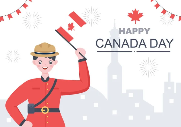 Happy Canada Day Celebration 1St July Vector Illustration Adatto Biglietto — Vettoriale Stock