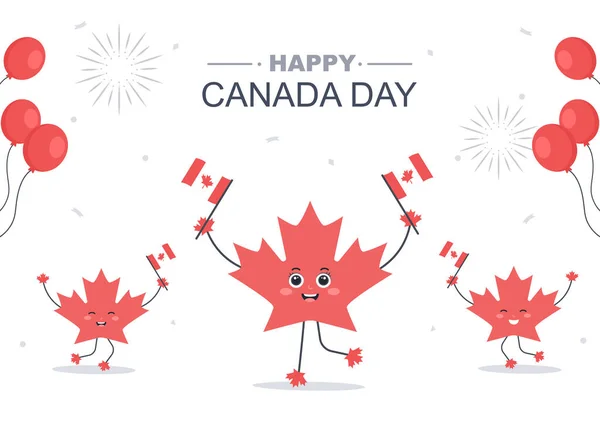7月1日のカナダデーのお祝いベクトルイラスト グリーティングカード ポスター 背景に適しています — ストックベクタ