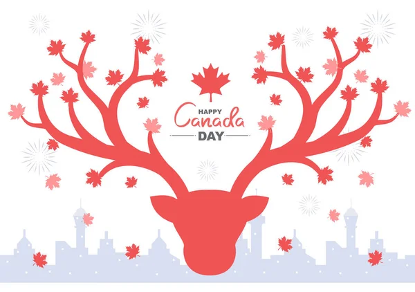 Happy Canada Day Celebration 1St July Vector Illustration Adatto Biglietto — Vettoriale Stock