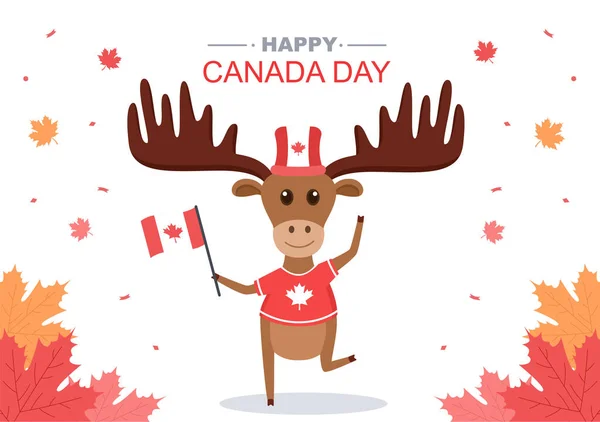 Happy Canada Day Celebration 1St July Vector Illustration Adatto Biglietto — Vettoriale Stock