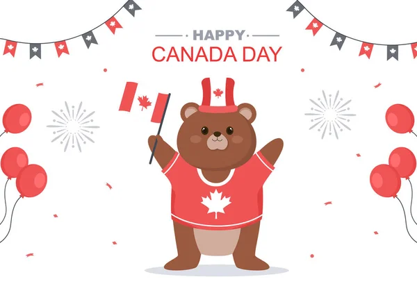 Happy Canada Day Celebration 1St July Vector Illustration Adatto Biglietto — Vettoriale Stock