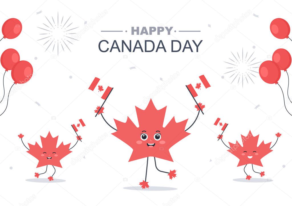 Happy Canada Day Celebration in 1st July Vector Illustration. Suitable For Greeting Card, Poster and Background