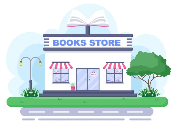 Könyvesbolt Vector Illusztráció Egy Hely Hogy Vásárolni Könyvek Vagy Hely — Stock Vector