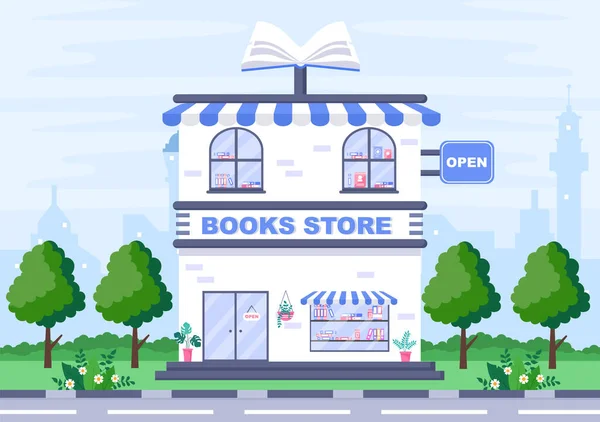 Ilustración Vectorial Librería Lugar Para Comprar Los Libros Lugar Leído — Vector de stock