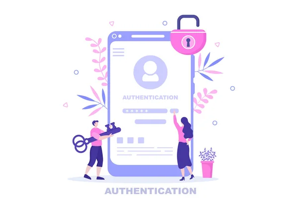 Authentication Security Vector Illustration Phone Computer Code Message Shield Password — Stock Vector