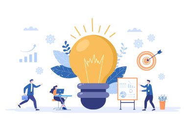 Kariyer başarısı yolunda dürbün tutarak iş vizyonu ve hedefi. Vektör İllüstrasyonu