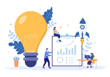 Kariyer başarısı yolunda dürbün tutarak iş vizyonu ve hedefi. Vektör İllüstrasyonu