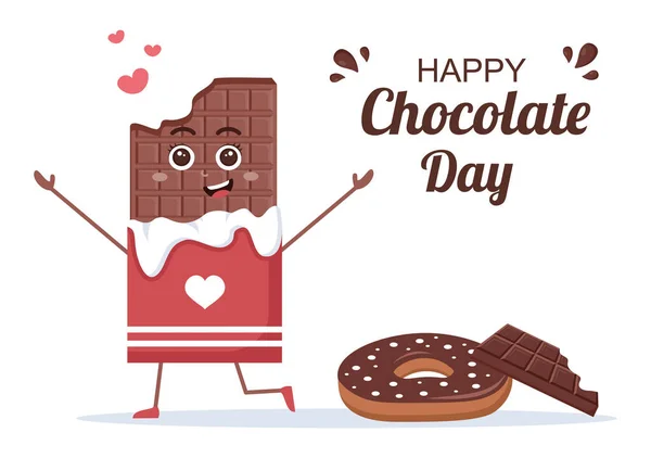 Feliz Dia Chocolate Celebration Vector Illustration Adequado Para Cartões Felicitações — Vetor de Stock