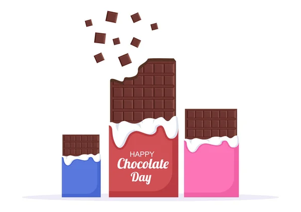 Feliz Dia Chocolate Celebration Vector Illustration Adequado Para Cartões Felicitações — Vetor de Stock