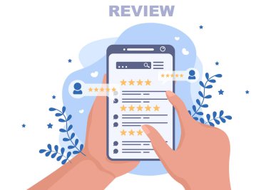 Değerlendirme Vektörü İllüstrasyon Müşterisi Yıldızı İyi ya da Kötü Geri bildirim, İfade, Bildirim ve Kullanıcı Deneyimi Veriyor