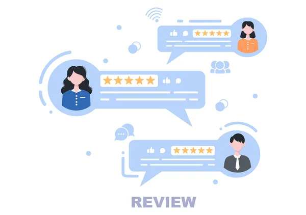 Vector Illustration Customer Giving Star Good Bad Rate Feedback Testimantine — 스톡 벡터