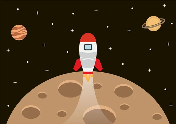 Astronaute Avec Illustration Fusée Pour Explorer Dans Espace Mouvement Pour — Image vectorielle
