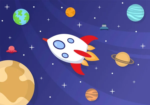 Astronaute Avec Illustration Fusée Pour Explorer Dans Espace Mouvement Pour — Image vectorielle