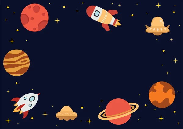 비행사 Rocket Background Illustration Explore Outer Space Movement See Stars — 스톡 벡터