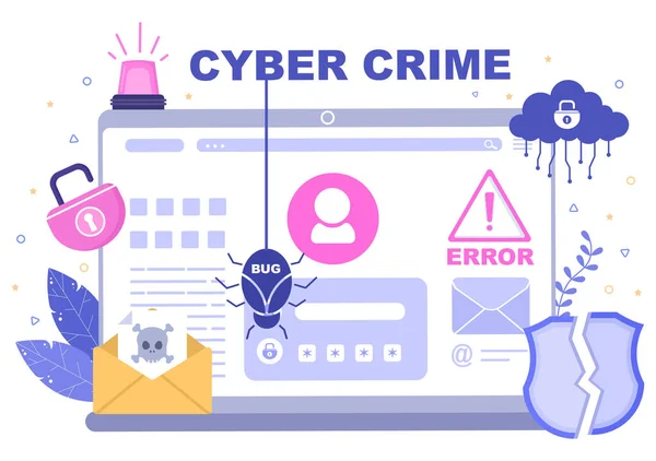 Ilustrace Počítačové Kriminality Phishing Krádež Digitálních Dat Zařízení Hesla Bankovního — Stockový vektor