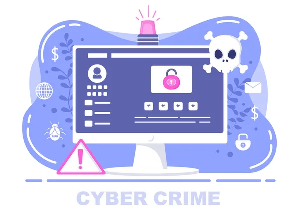 Cyber Crime Illustration Phishing Stealing Digital Data Device System Password — Stock Vector
