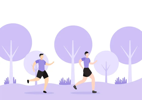Jogging Nebo Běh Sport Pozadí Ilustrace Muži Ženy Pro Aktivní — Stockový vektor