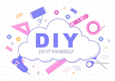 DIY Aletleri Ev Yenileme ve Yaratıcı Projeler İçin Kendi Arkaplan Resmini Yapıyor. Banner, Duvar Kağıdı veya İniş Sayfası Şablonu Kullanılıyor