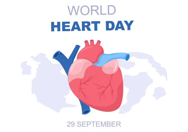 Ilustración Del Día Mundial Del Corazón Para Concienciar Gente Sobre — Vector de stock