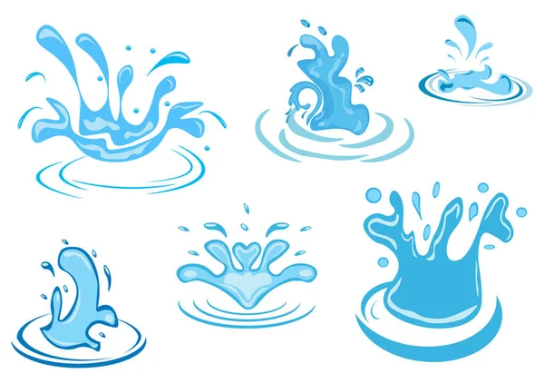 Set Water Drop Splash Sparkling Blue Icon Illustration Background Additional — Stock Vector