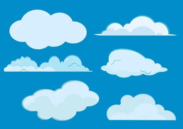 Conjunto Ilustración Iconos Nube Sobre Fondo Azul Para Fondo Pantalla — Vector de stock