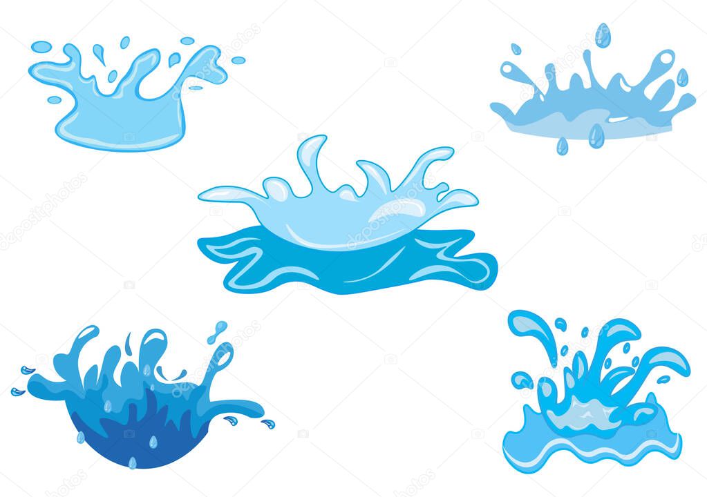 Set of Water Drop and Splash of Sparkling Blue Icon Illustration For Background or Additional to Your Design