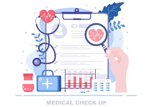 Medische Gezondheid Check Achtergrond Landing Pagina Illustratie Dokter Heeft Een — Stockvector