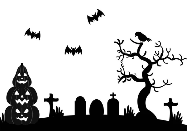 Halloween Night Party Landing Page Ilustración Con Bruja Casa Embrujada — Vector de stock